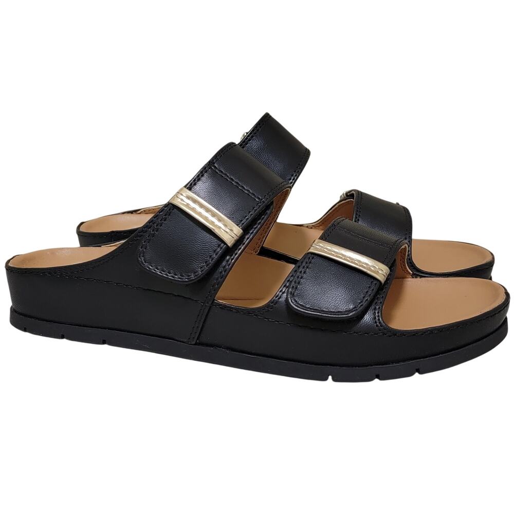 Baretraps Women Wisteria Footbed Slide Sandals Size US 7.5M Black Faux Leather